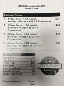 DMHC Singers Saturday AM Bingo