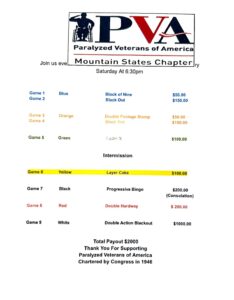 PVA Bingo Saturday 630p